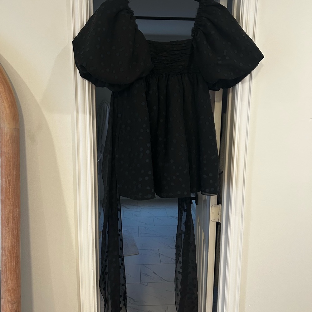 Aje Black Polka Dot Dress